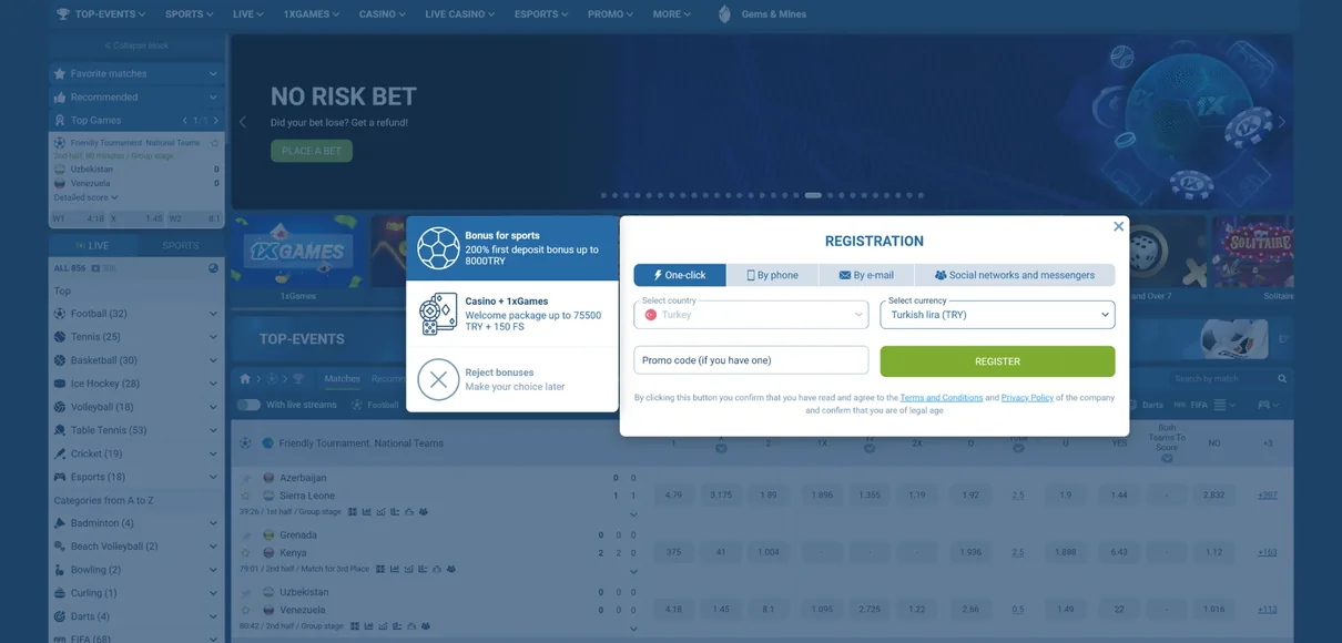 Регистрация 1xbet